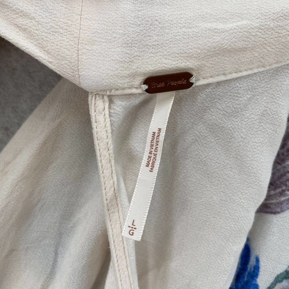 Free People Gemma Tunic Mini Dress‎ Ivory LARGE Floral Mock Neck Keyhole Back - Picture 12 of 16